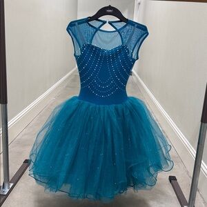 Sparkling Teal Kids Dance Costume